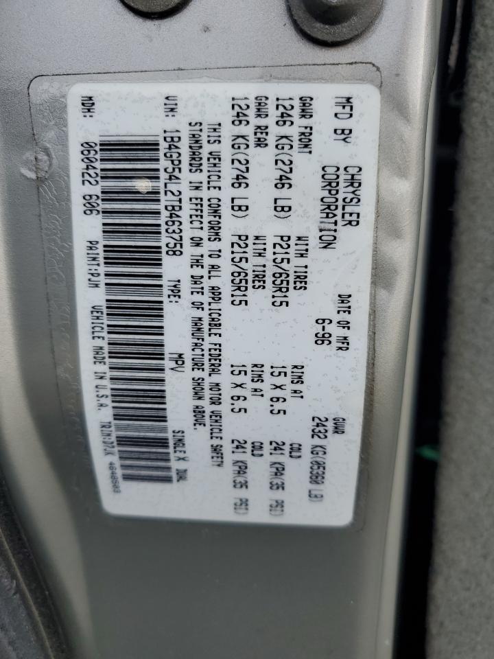 1996 Dodge Grand Caravan Le VIN: 1B4GP54L2TB463758 Lot: 90072365