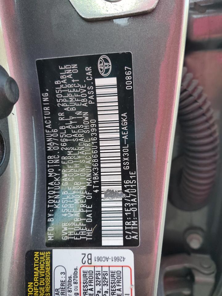 2006 Toyota Avalon Xl VIN: 4T1BK36B66U163990 Lot: 84738855