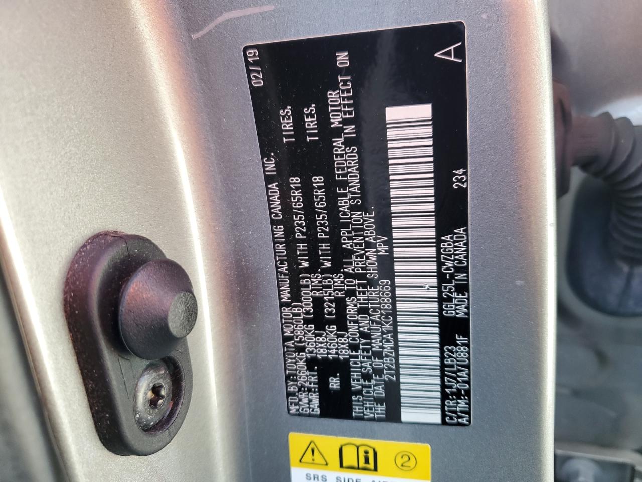 2019 Lexus Rx 350 Base VIN: 2T2BZMCA1KC188669 Lot: 90614505