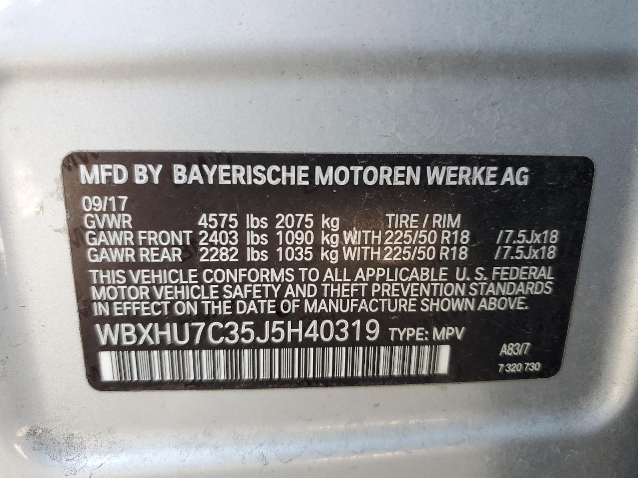 2018 BMW X1 Sdrive28I VIN: WBXHU7C35J5H40319 Lot: 81952375