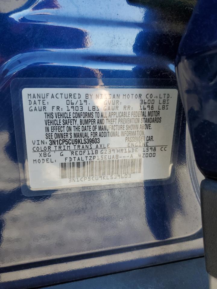 2019 Nissan Kicks S VIN: 3N1CP5CU9KL539603 Lot: 85914795