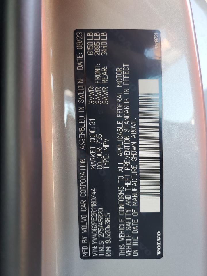 2024 Volvo Xc90 Plus VIN: YV4062PE2R1180744 Lot: 86501315