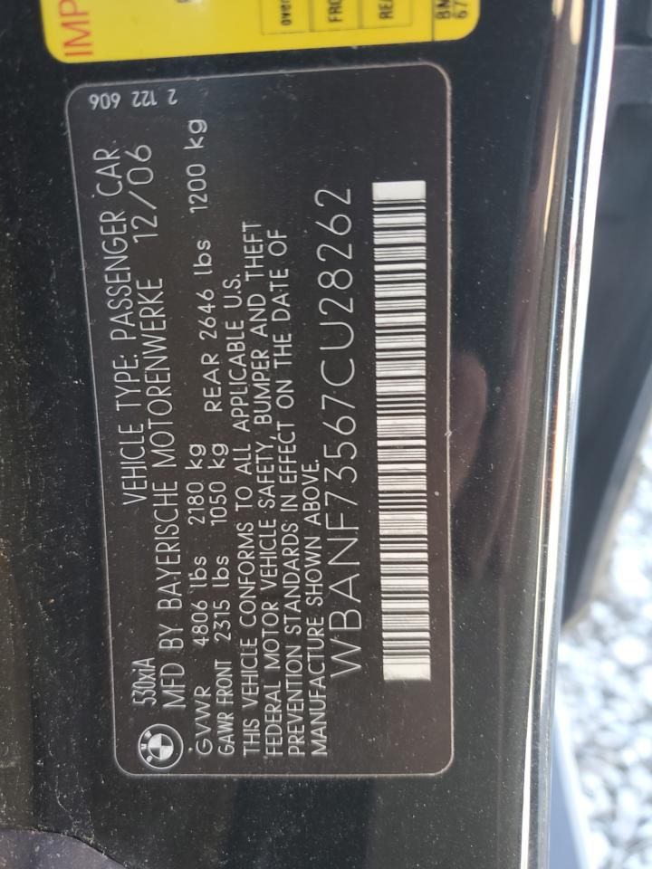 2007 BMW 530 Xi VIN: WBANF73567CU28262 Lot: 84720265