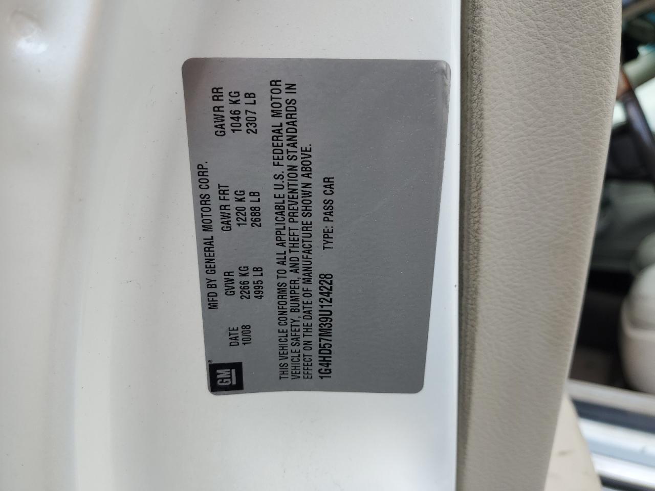 2009 Buick Lucerne Cxl VIN: 1G4HD57M39U124228 Lot: 82356575