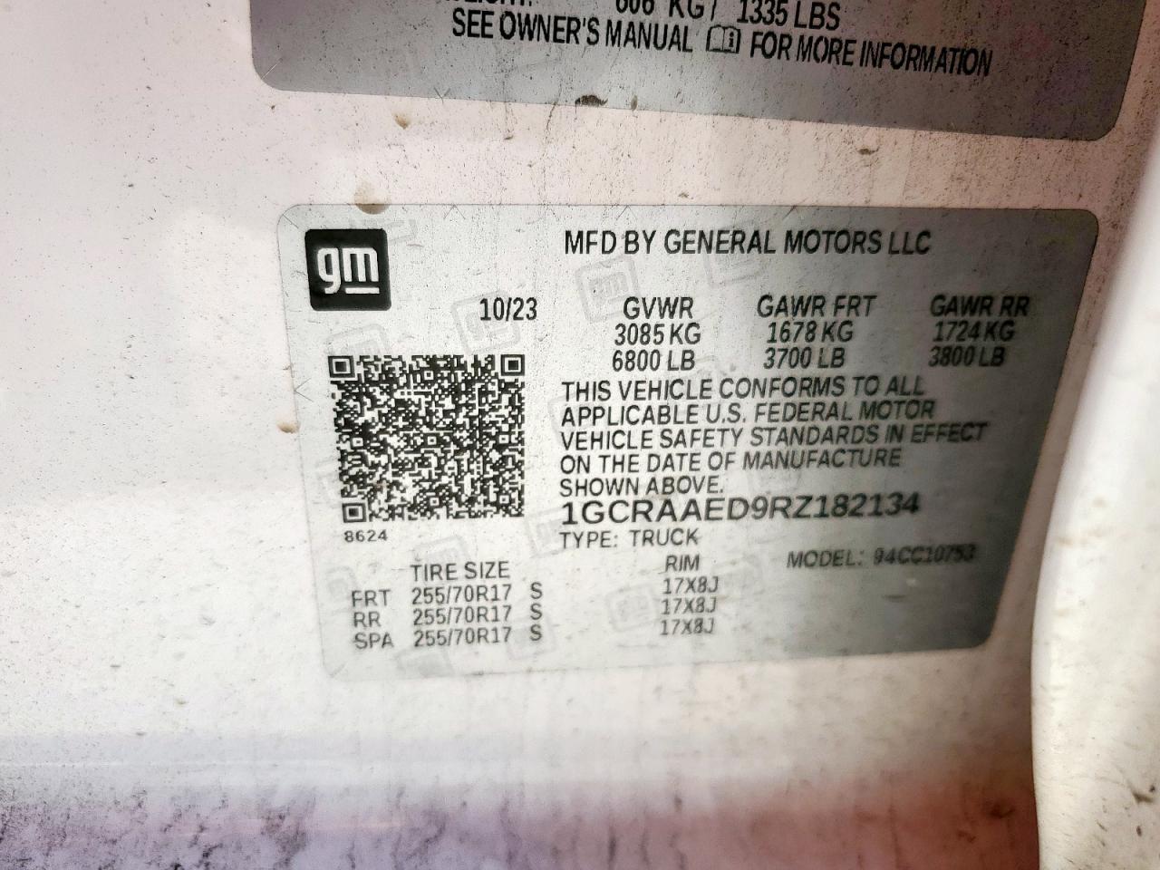 2024 Chevrolet Silverado C1500 VIN: 1GCRAAED9RZ182134 Lot: 94577015