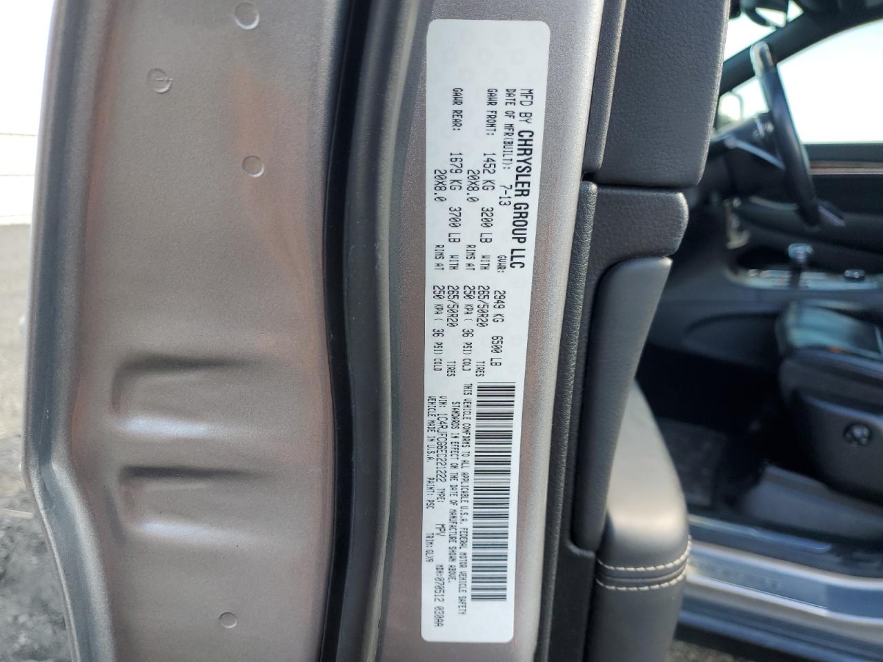 2014 Jeep Grand Cherokee Overland VIN: 1C4RJFCG6EC221222 Lot: 85508015