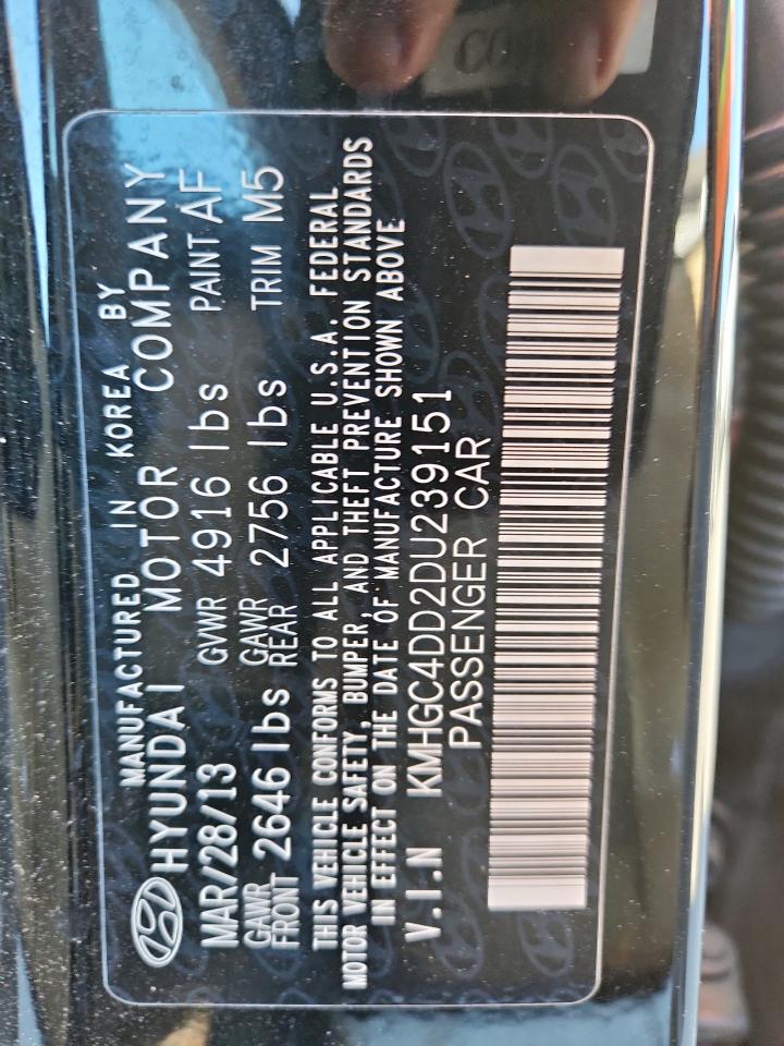 2013 Hyundai Genesis 3.8L VIN: KMHGC4DD2DU239151 Lot: 90809285