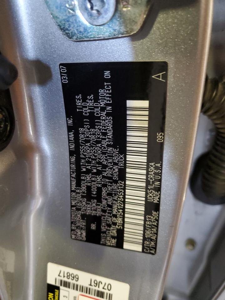 2007 Toyota Tundra Double Cab Sr5 VIN: 5TBRT54127S453132 Lot: 82485105