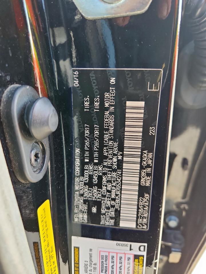 2016 Toyota 4Runner Sr5/Sr5 Premium VIN: JTEBU5JR7G5342741 Lot: 82468225