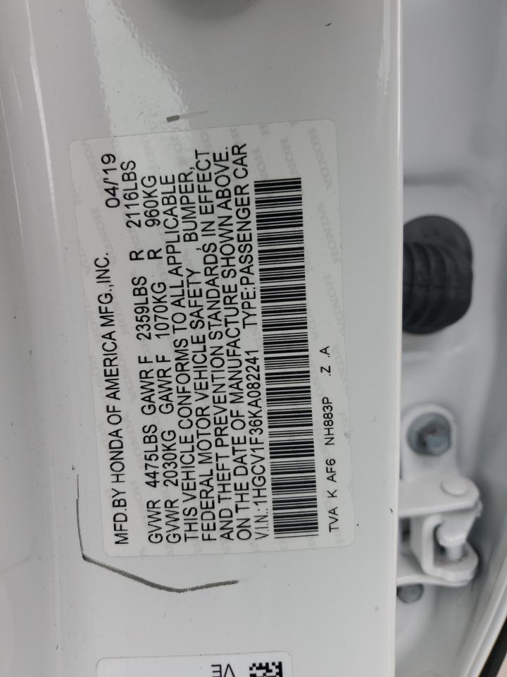 2019 Honda Accord Sport VIN: 1HGCV1F36KA082241 Lot: 85749235