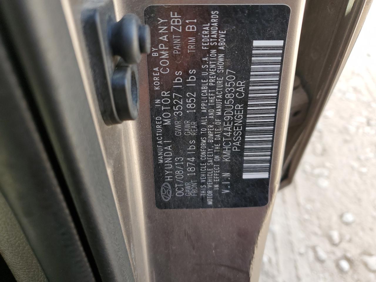 2013 Hyundai Accent Gls VIN: KMHCT4AE9DU583507 Lot: 89881155