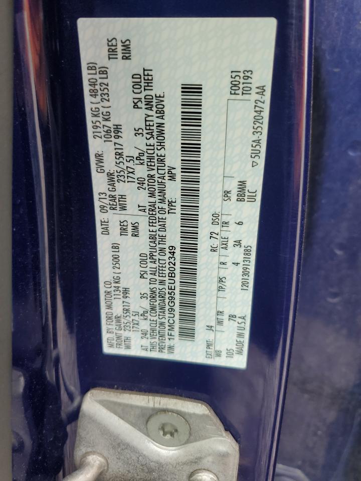 2014 Ford Escape Se VIN: 1FMCU9G95EUB02349 Lot: 85488095