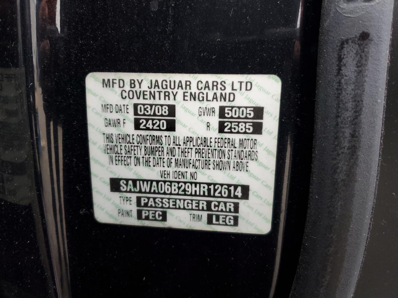 2011 Jaguar Xf Premium Luxury VIN: SAJWA06B29HR12614 Lot: 86597145