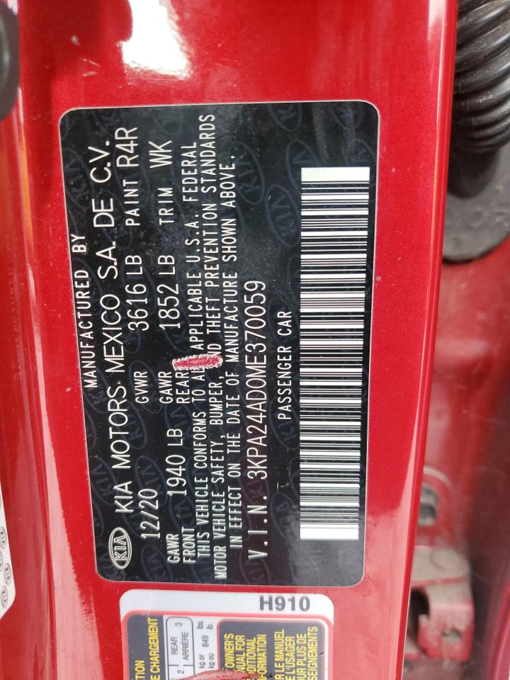 2021 Kia Rio Lx VIN: 3KPA24AD0ME370059 Lot: 86598325