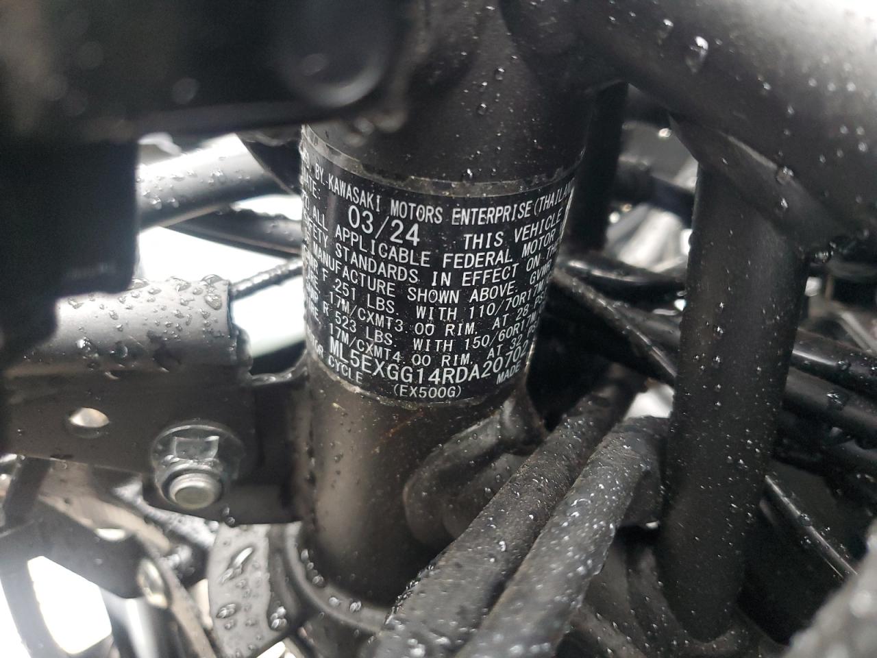 2024 Kawasaki Ex500 VIN: ML5EXGG14RDA20702 Lot: 82287535