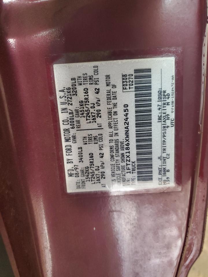 1998 Ford F150 VIN: 1FTZX186XWNA24450 Lot: 85858725