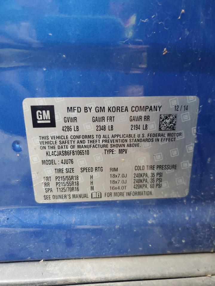 2015 Buick Encore VIN: KL4CJASB6FB106510 Lot: 90053495