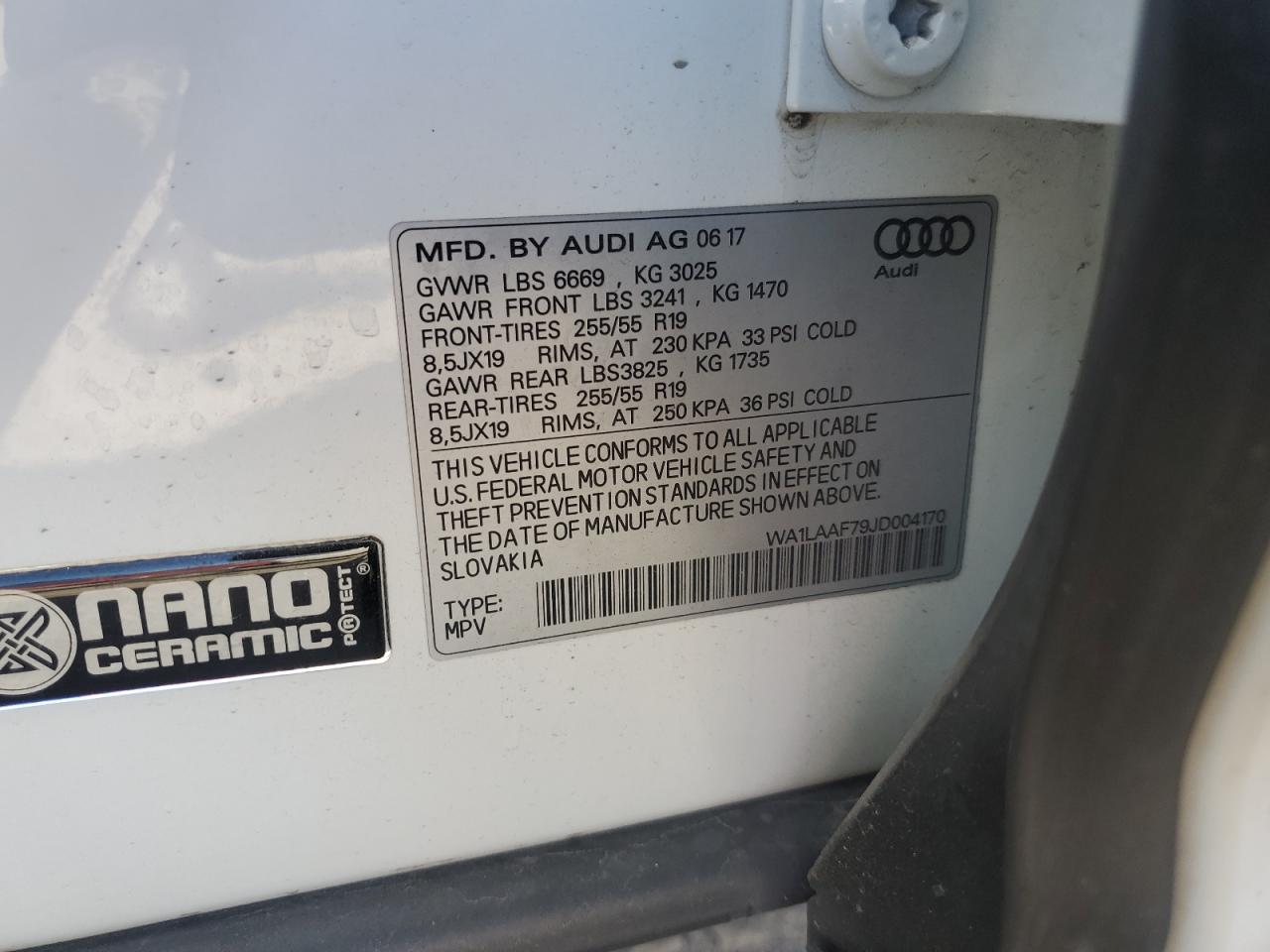2018 Audi Q7 Premium Plus VIN: WA1LAAF79JD004170 Lot: 86182265