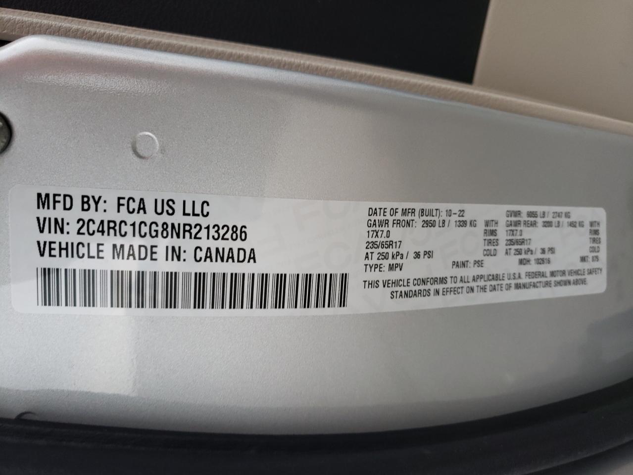 2022 Chrysler Voyager Lx VIN: 2C4RC1CG8NR213286 Lot: 85402665