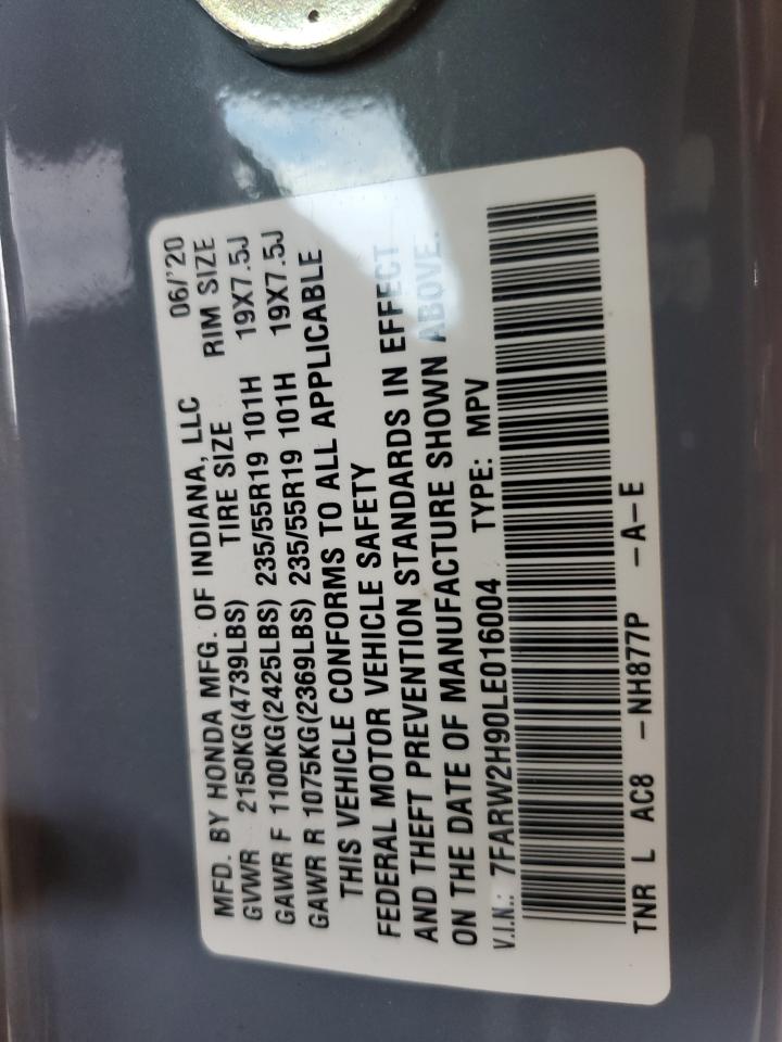 2020 Honda Cr-V Touring VIN: 7FARW2H90LE016004 Lot: 82239565