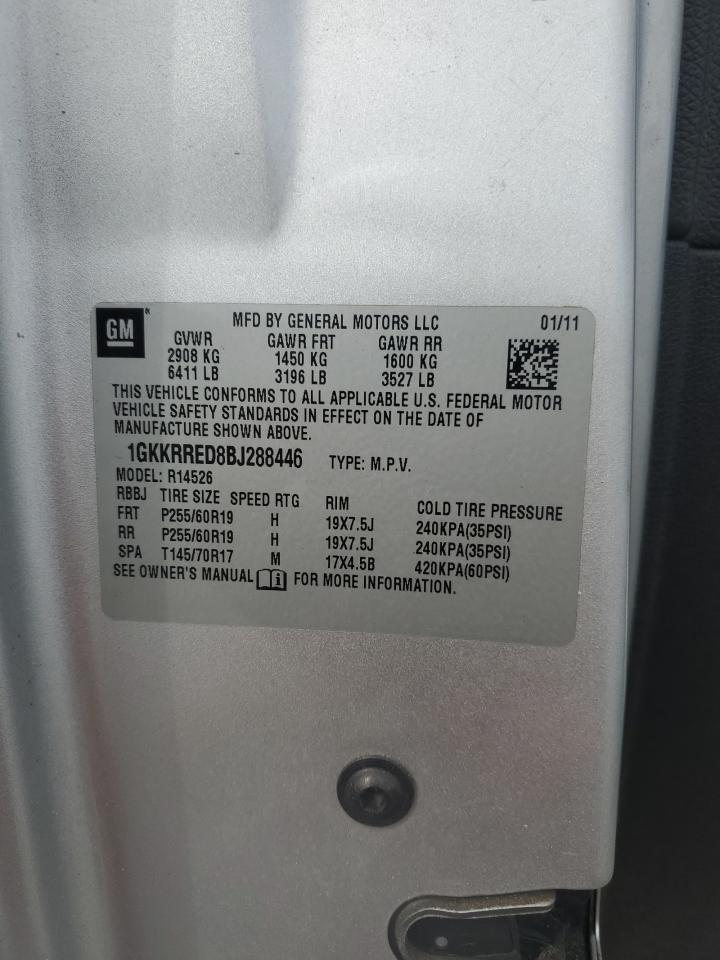 2011 GMC Acadia Slt-1 VIN: 1GKKRRED8BJ288446 Lot: 86200855