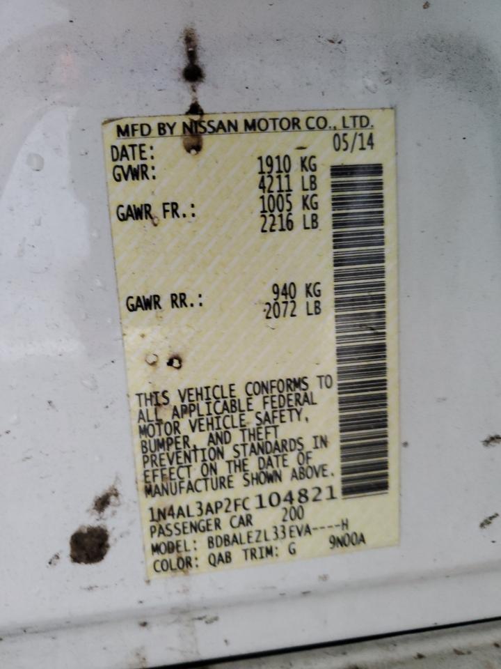 2015 Nissan Altima 2.5 VIN: 1N4AL3AP2FC104821 Lot: 82440075