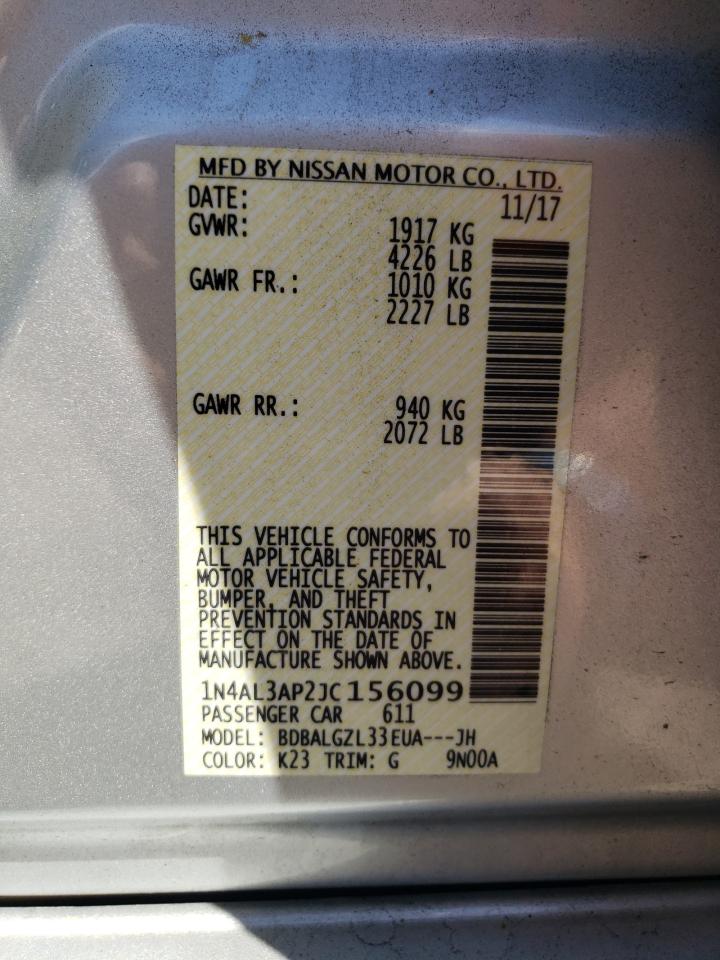 2018 Nissan Altima 2.5 VIN: 1N4AL3AP2JC156099 Lot: 84896745