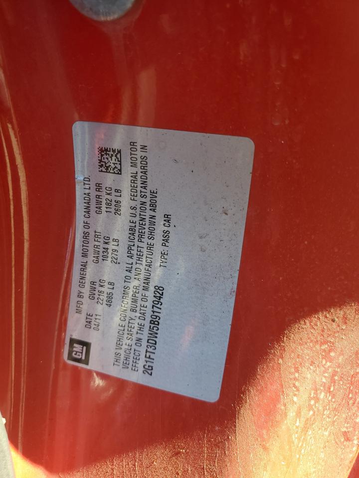 2011 Chevrolet Camaro 2Ss VIN: 2G1FT3DW5B9179428 Lot: 86278115