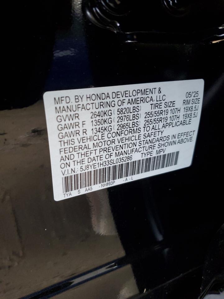 2025 Acura Mdx VIN: 5J8YE1H33SL035286 Lot: 85326375