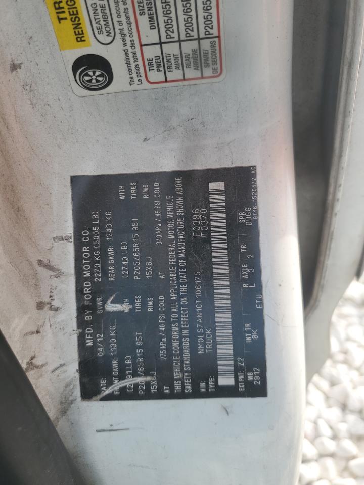 2012 Ford Transit Connect Xl VIN: NM0LS7AN1CT106175 Lot: 86693095