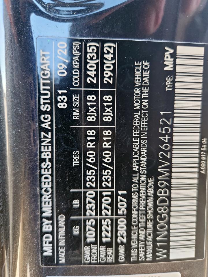 2021 Mercedes-Benz Glc 300 VIN: W1N0G8DB9MV264521 Lot: 85558355