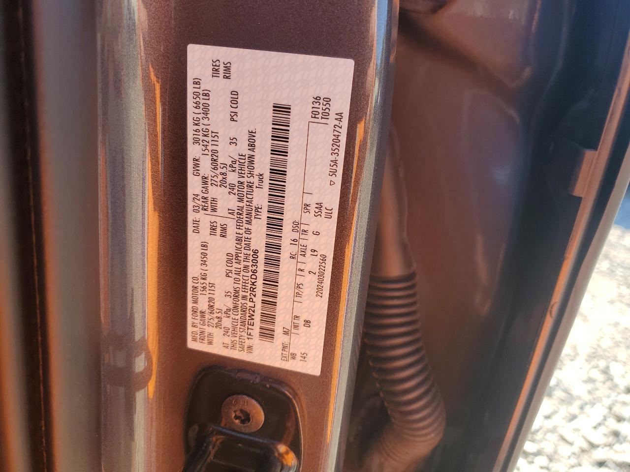 2024 Ford F150 Stx VIN: 1FTEW2LP2RKD63006 Lot: 86481925