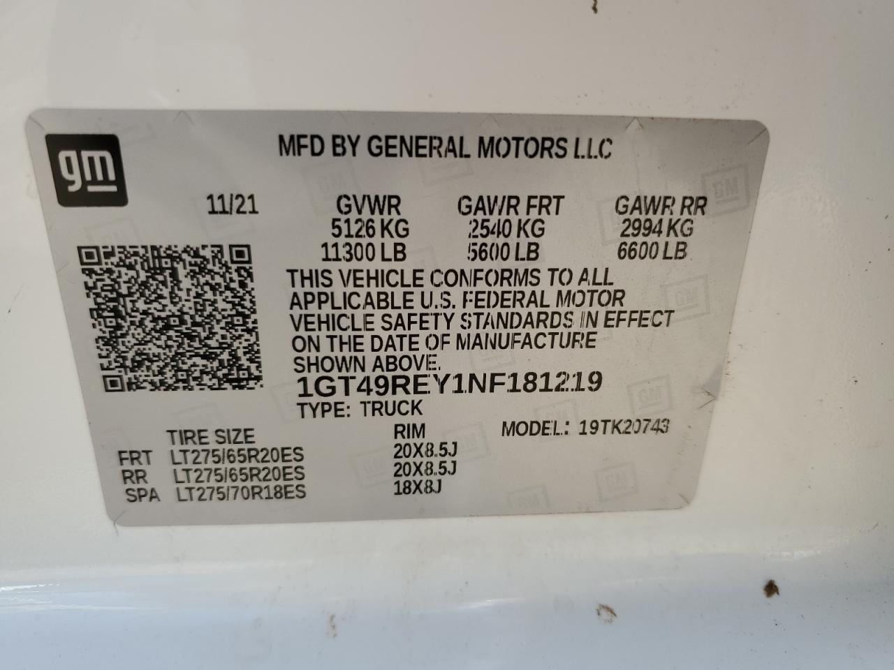 2022 GMC Sierra K2500 Denali VIN: 1GT49REY1NF181219 Lot: 86114245