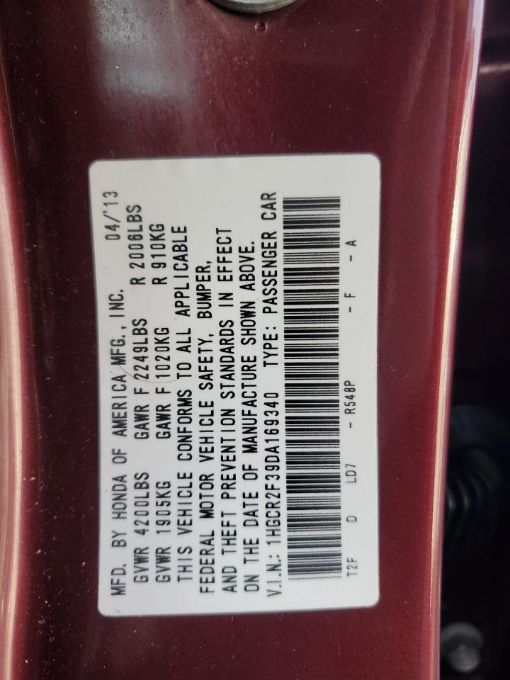 2013 Honda Accord Lx VIN: 1HGCR2F39DA169340 Lot: 82461385