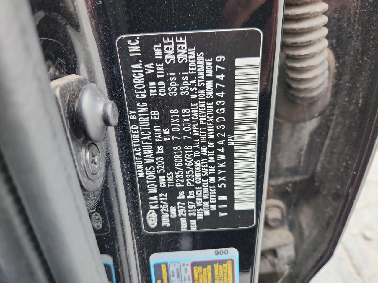 2013 Kia Sorento Sx VIN: 5XYKW4A23DG347479 Lot: 82410985