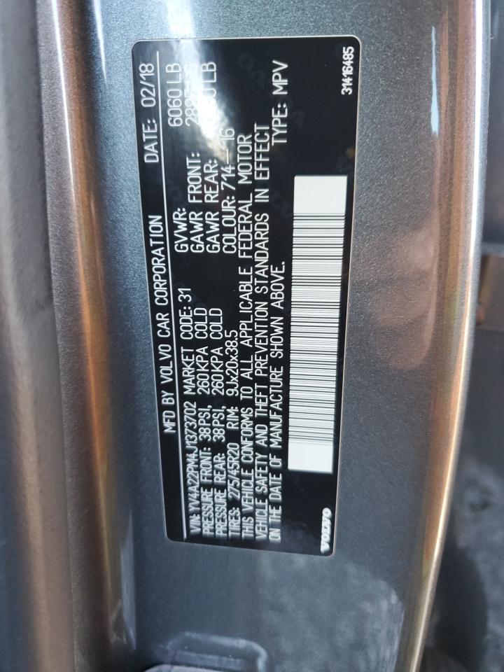 2018 Volvo Xc90 T6 VIN: YV4A22PM4J1373702 Lot: 82384525