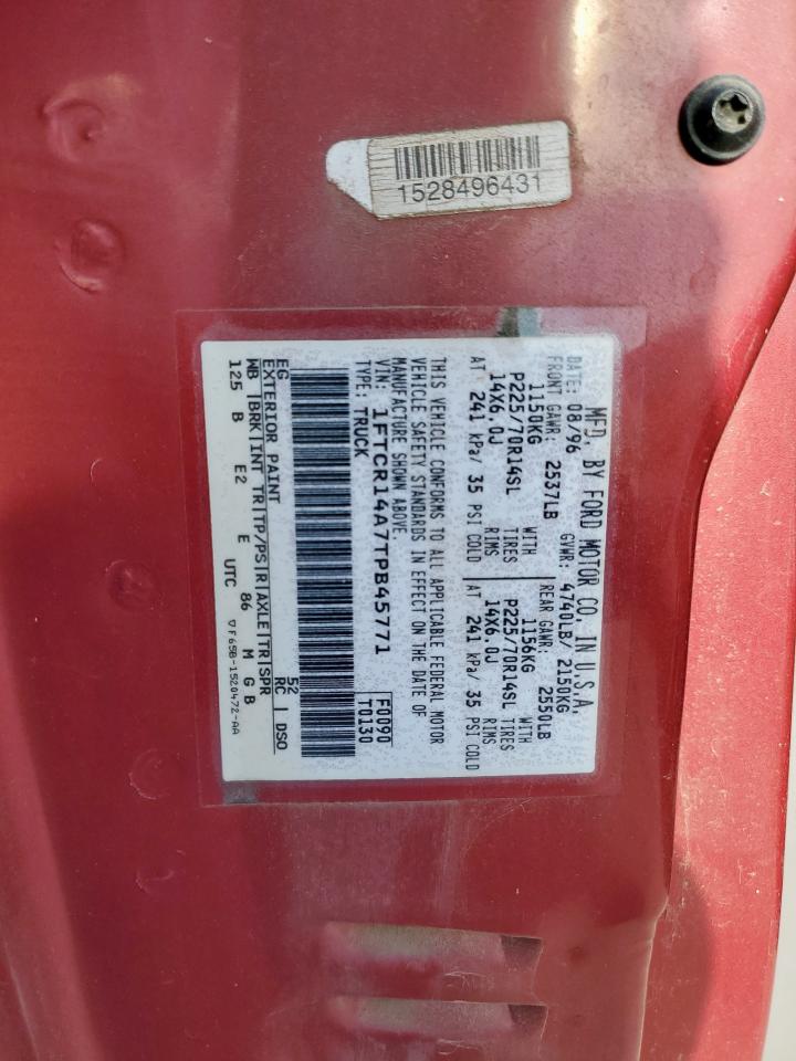 1996 Ford Ranger Super Cab VIN: 1FTCR14A7TPB45771 Lot: 86209005