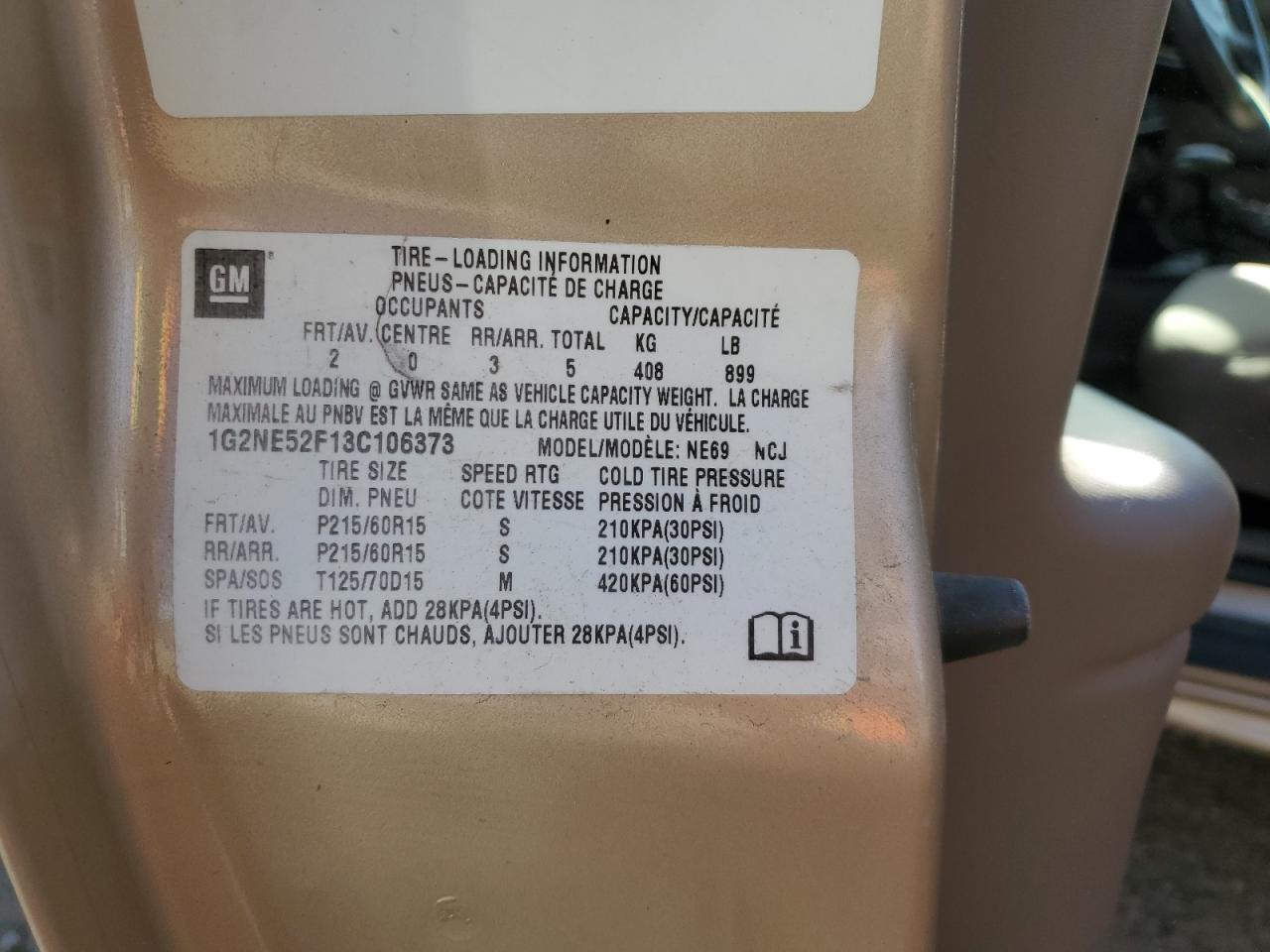 2003 Pontiac Grand Am Se VIN: 1G2NE52F13C106373 Lot: 85140355