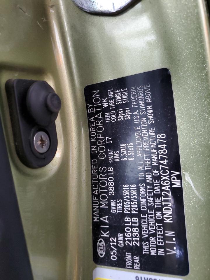 2012 Kia Soul + VIN: KNDJT2A6XC7478478 Lot: 85482025