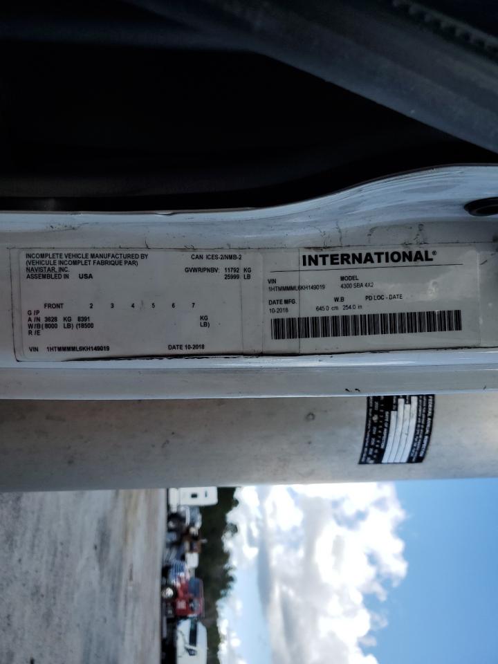 2019 International 4000 4300 VIN: 1HTMMMML6KH149019 Lot: 85176915