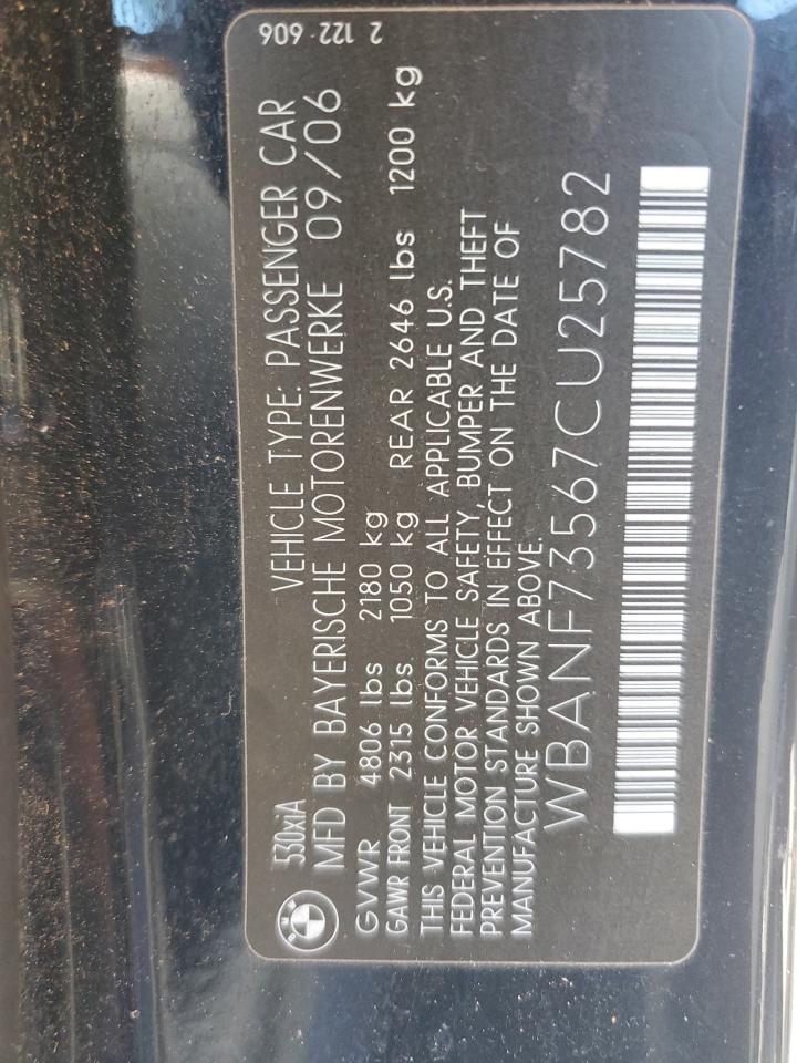 2007 BMW 530 Xi VIN: WBANF73567CU25782 Lot: 85272675