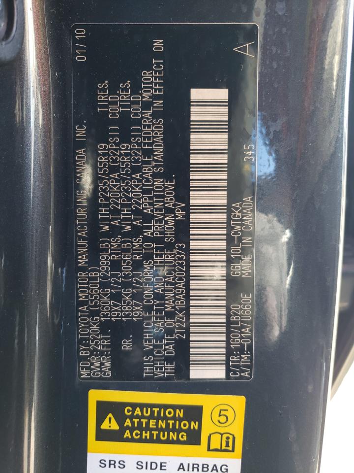 2010 Lexus Rx 350 VIN: 2T2ZK1BA9AC023373 Lot: 86879005