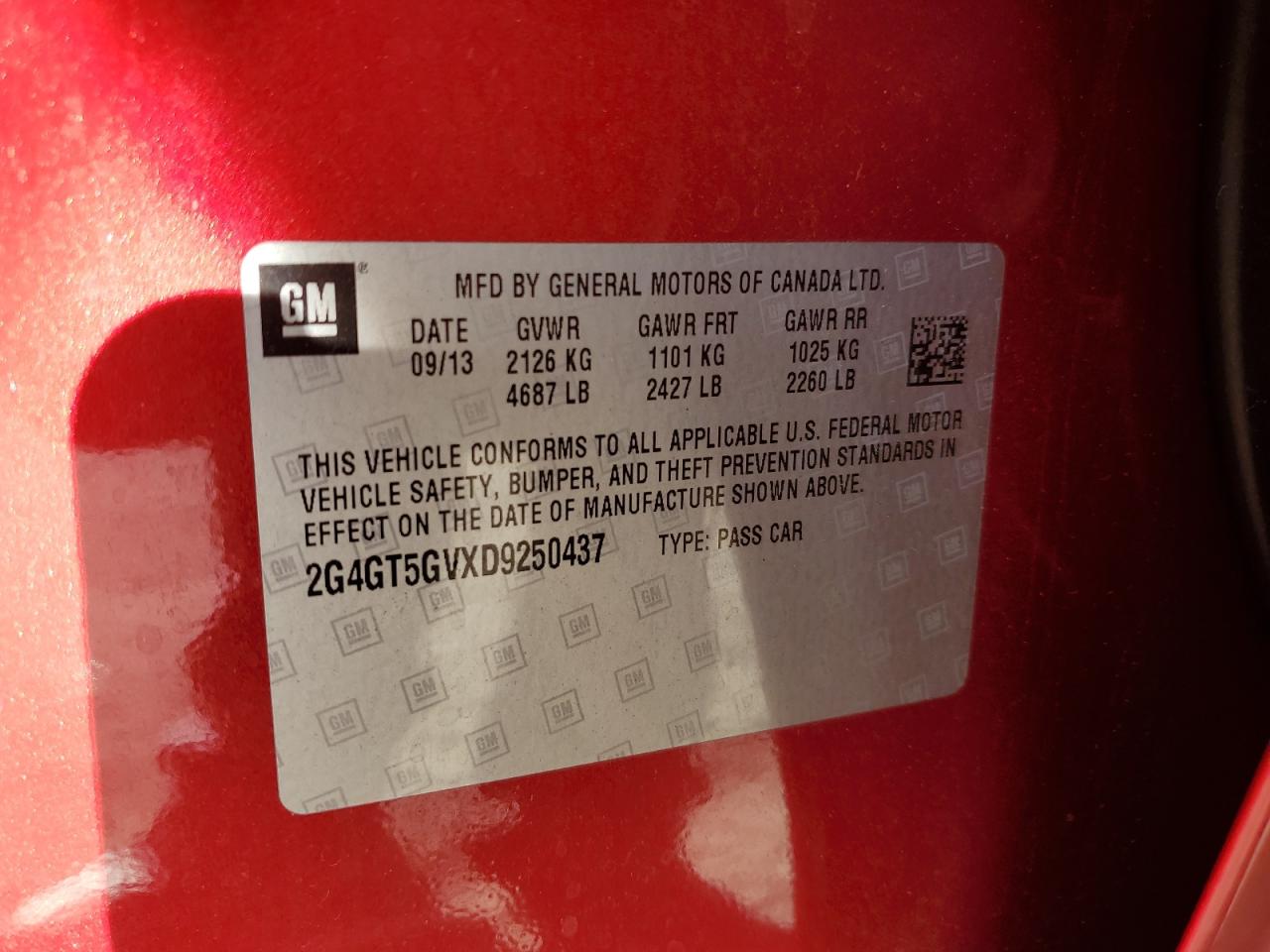 2013 Buick Regal Premium VIN: 2G4GT5GVXD9250437 Lot: 81997325