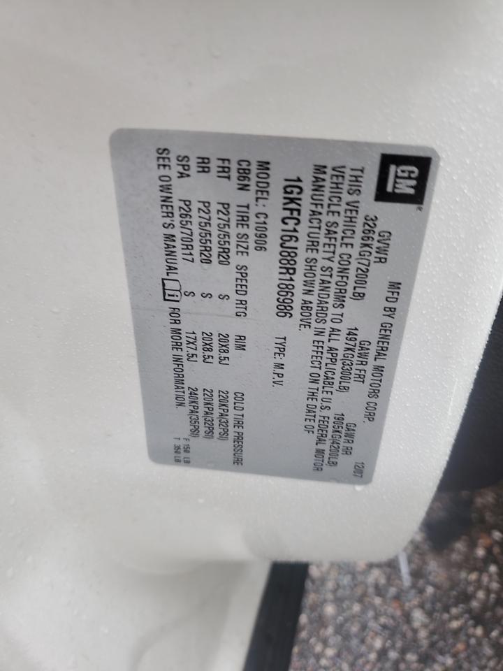 2008 GMC Yukon Xl C1500 VIN: 1GKFC16J88R186986 Lot: 90327535