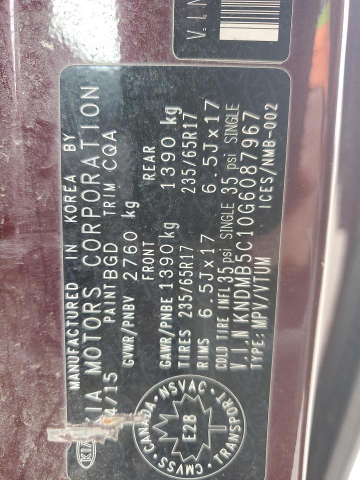 2016 Kia Sedona Lx VIN: KNDMB5C10G6087967 Lot: 82390955