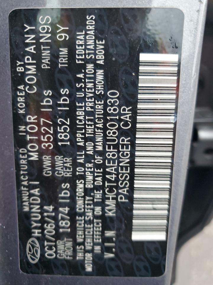 2015 Hyundai Accent Gls VIN: KMHCT4AE8FU801830 Lot: 86221975