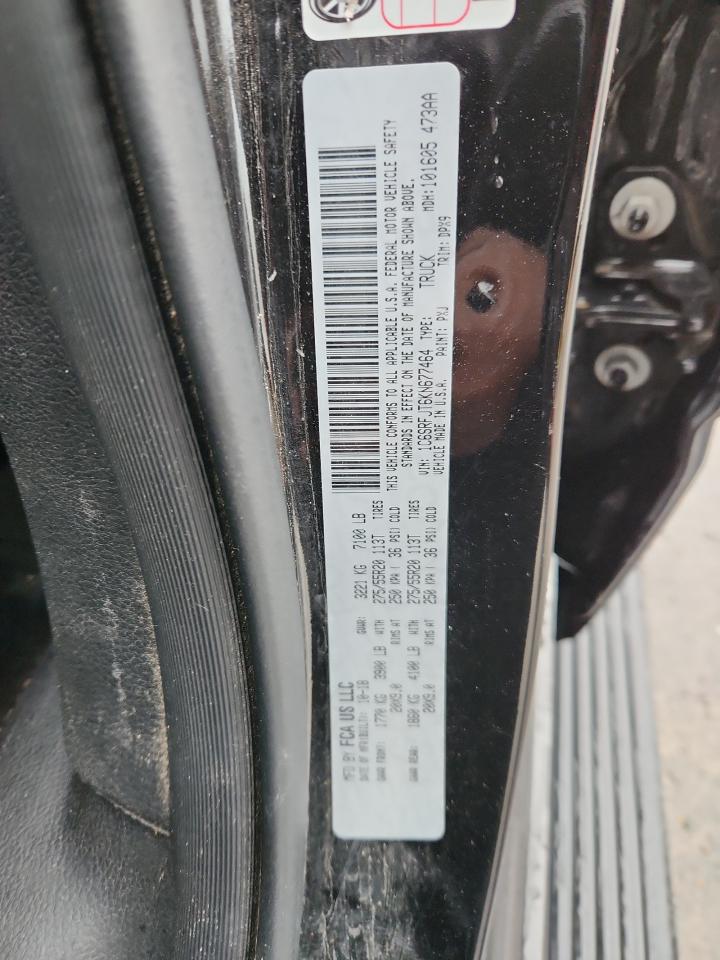 2019 Ram 1500 Laramie VIN: 1C6SRFJT6KN677464 Lot: 85306355