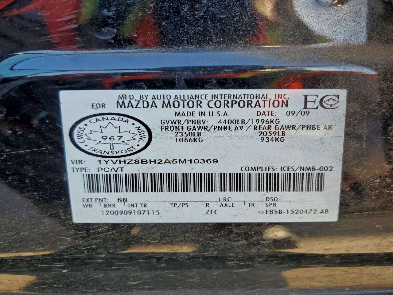 2010 Mazda 6 I VIN: 1YVHZ8BH2A5M10369 Lot: 90851175