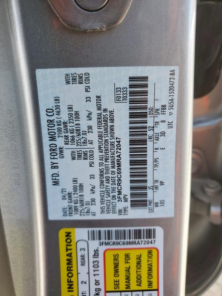 2021 Ford Bronco Sport Outer Banks VIN: 3FMCR9C69MRA72047 Lot: 85732185