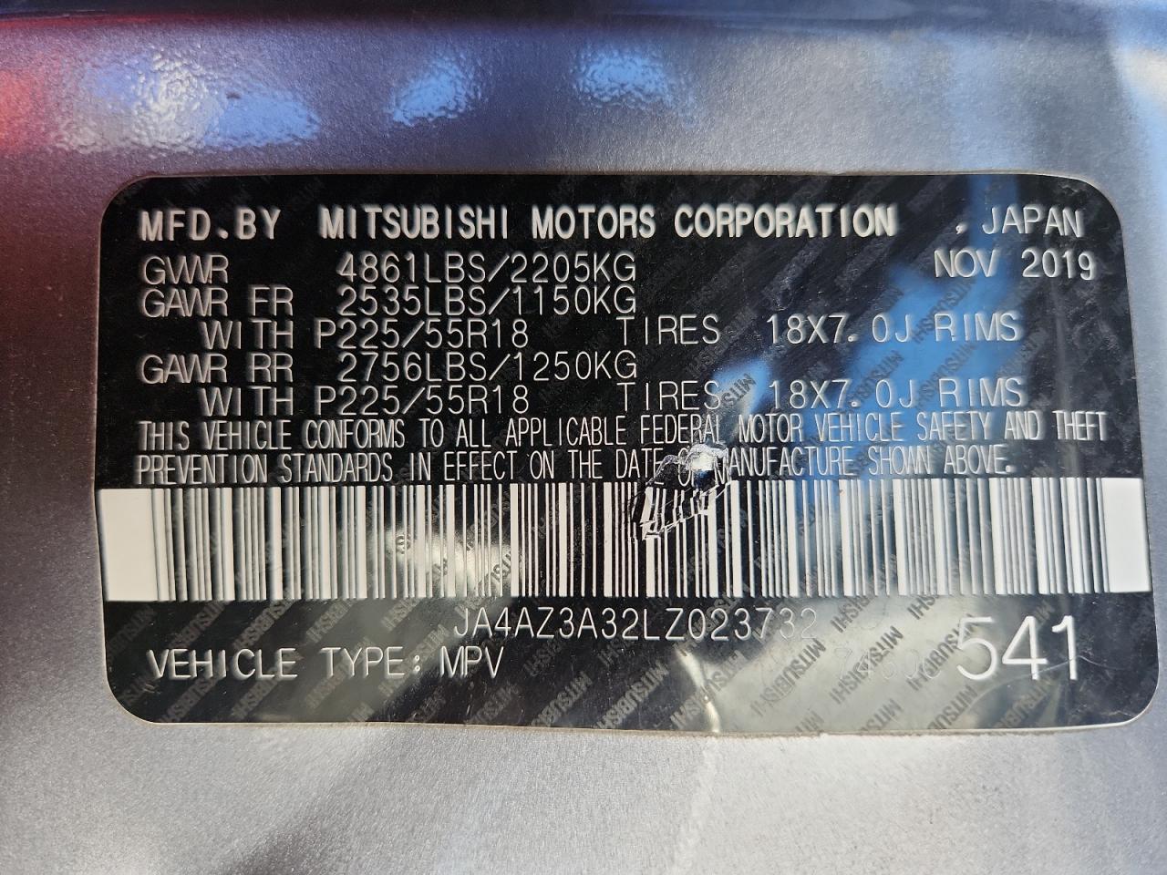 2020 Mitsubishi Outlander Se VIN: JA4AZ3A32LZ023732 Lot: 84888975